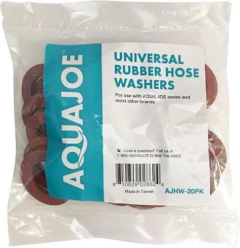 AJHW-20PK Rubber Hose Washers, 20-Pack - Universal Garden Hose Gasket Replacement, Compatible with Aqua Joe Series and Most Standard Hose Brands