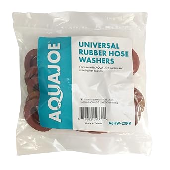 Aqua Joe AJHW-20PK Rubber Hose Washers, 20-Pack - Universal Garden Hose Gasket Replacement, Compatible with Aqua Joe Series and Most Standard Hose Brands