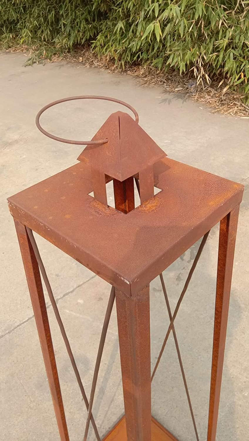 Świecznik ogrodowy z metalu, mocny materiał, do ogrodu, na Boże Narodzenie, metalowy lampion ogrodowy (032113: szer. 22 cm, szer. 33 cm, wys. 120 cm)