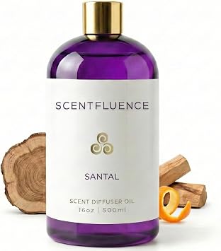 Santal Diffuser Oil Cedarwood, Sandalwood, Vetiver & Citrus Waterless Cold-Air Home Scent Oil, Luxury Hotel Fragrance, Safety Tested Clean, 16 oz