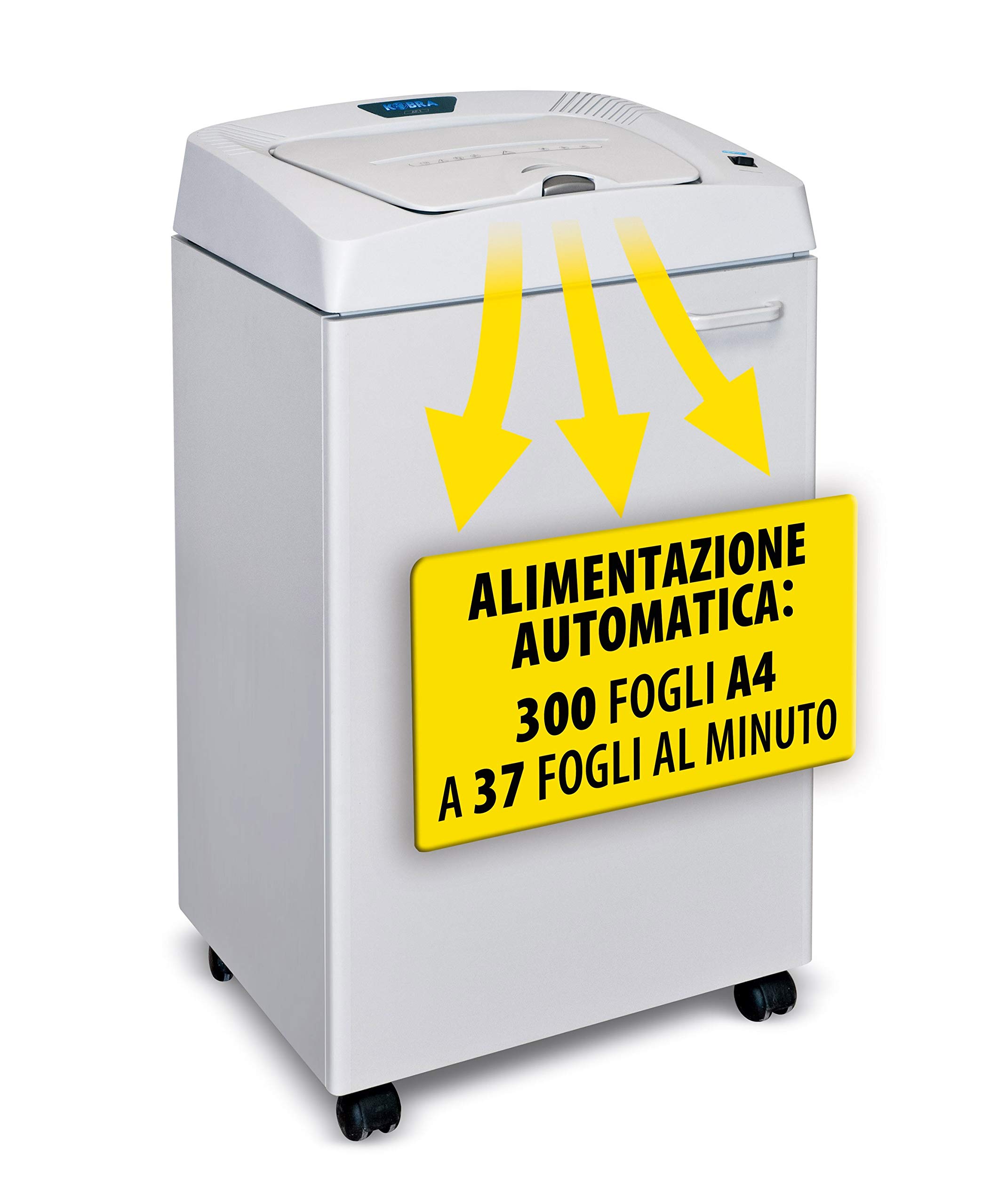 KOBRA AF.1 C4 Distruggidocumenti Professionale ad Alimentazione Automatica, 53x43x98 cm, Grigio