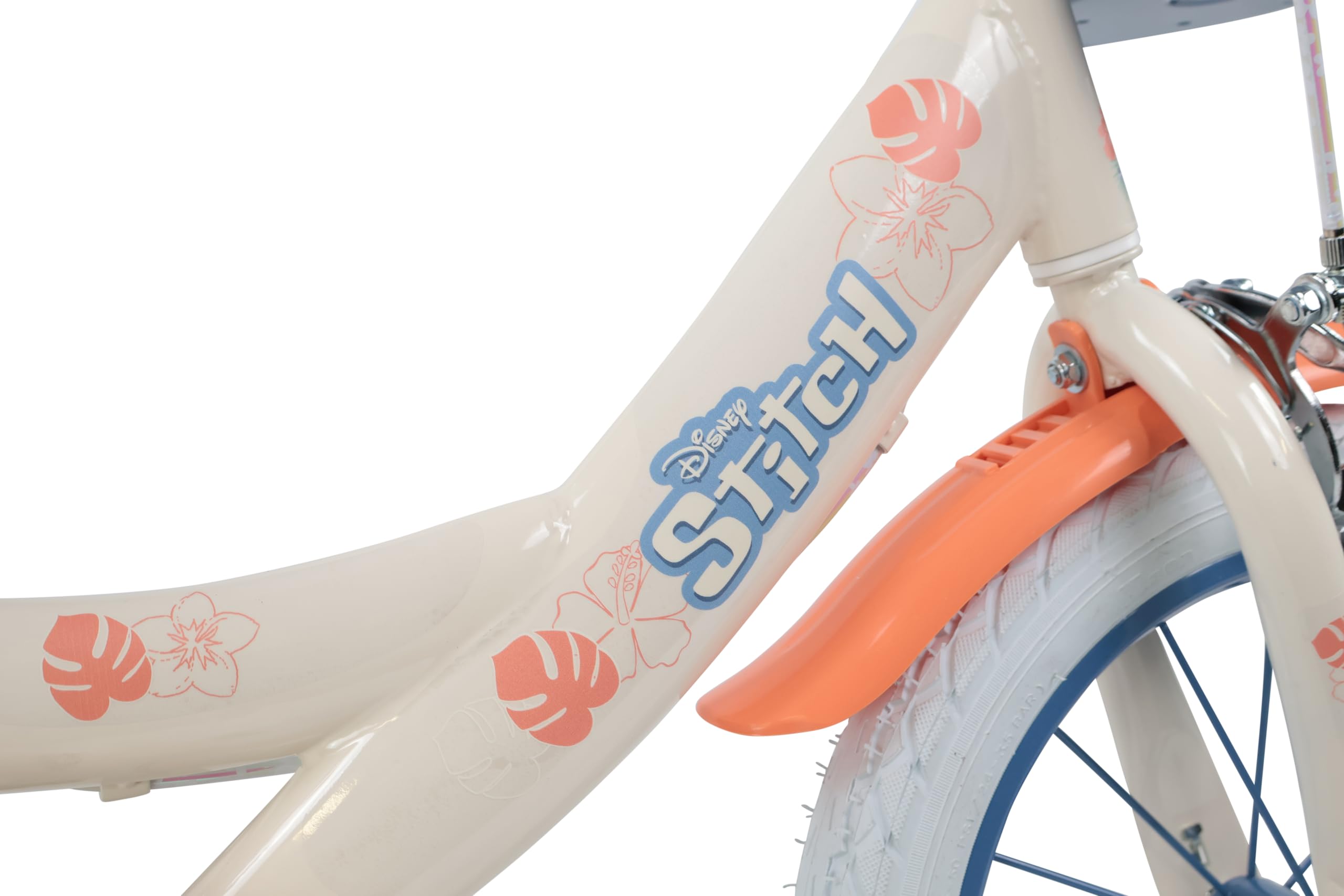 Denver Bike Bicicletta Bambina 16 Pollici Licensed Stitch, 4-6 Anni, Rotelle Removibili, Freni Caliper Anteriore/Posteriore, Telaio Acciaio, Ruote Gonfiabili, Trombetta e Portabambola