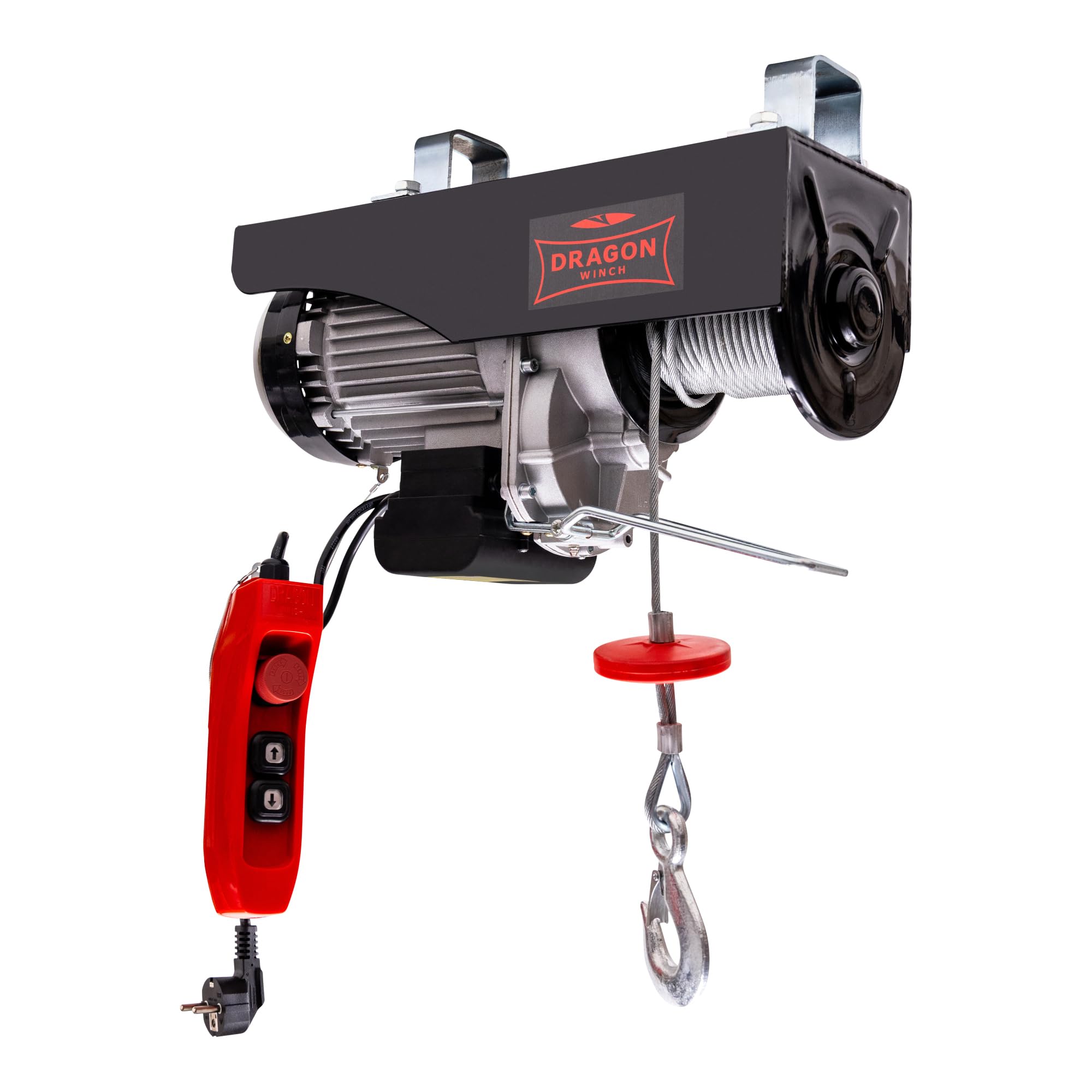 Dragon Winch - Polipasto eléctrico 250kg 230V Cabrestante Eléctrico con motor de cobre de 540W y control remoto Torno de cable eléctrico con una capacidad de 125kg–250kg, altura de elevación 12m