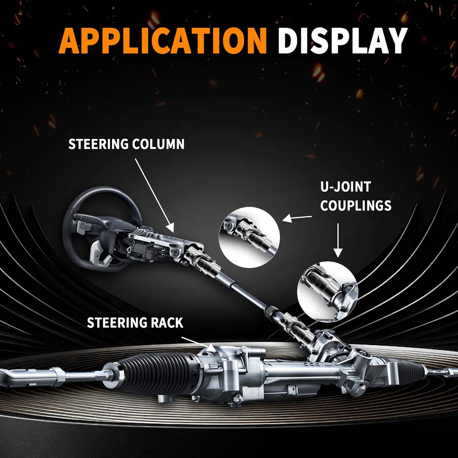 3/4"-20 Spline X 3/4" DD Chrome Steering Universal Joint Single U Joint Shaft,Total Length: 83mm (3-1/4")