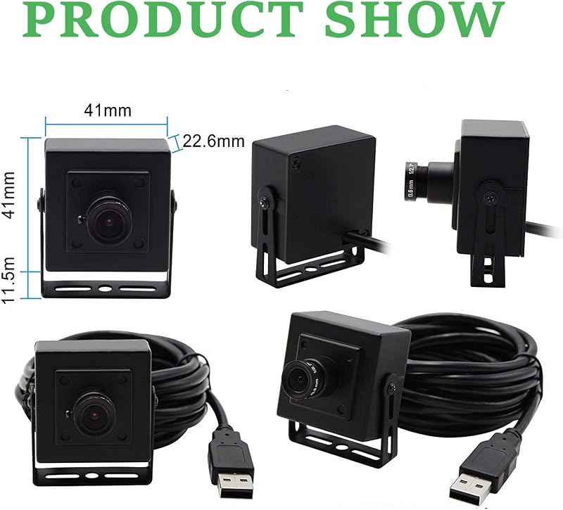 ELP 5MP USB Webkamera 2592x1944 Felbontással - 3.6mm Lencsés Fekete Alumínium Ház - Windows, Linux, Mac Kompatibilis Plug & Play Kamera