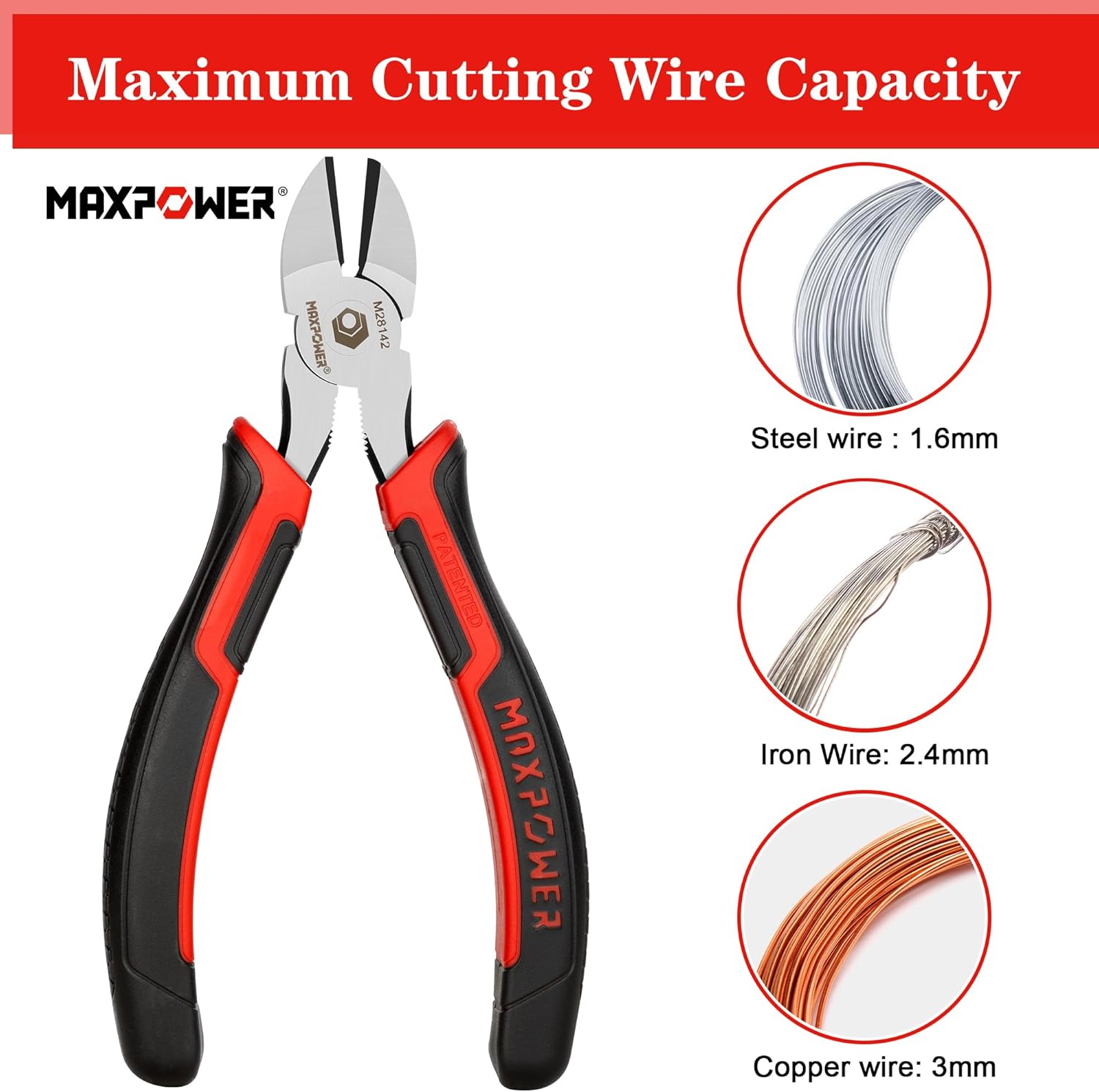 MAXPOWER Diagonal Cutting Pliers, 6-inch & 8-inch Side Cutting Pliers for Cutting Electrical Wire, Cable Ties, DIY Craft, Non-slip and Soft Grip Handle - 2 Pack