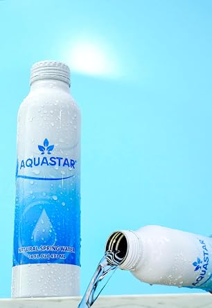 Aquastar Natural Spring Water - 12 Pack (16 fl oz) in Eco-Friendly Aluminum Bottles | Pure & Refreshing Spring Water