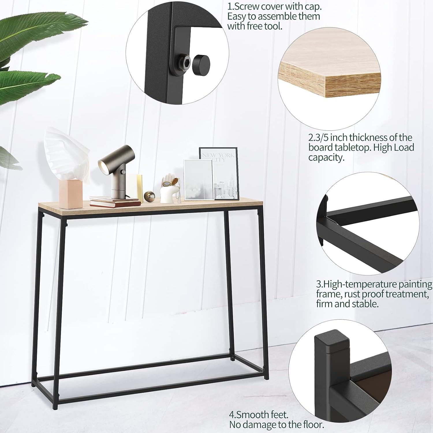 SpringSun 1-Tier Console Sofa Table, Entryway Table with Storage Shelves for Living Room, Bedroom, Balcony and Hallway : Home & Kitchen