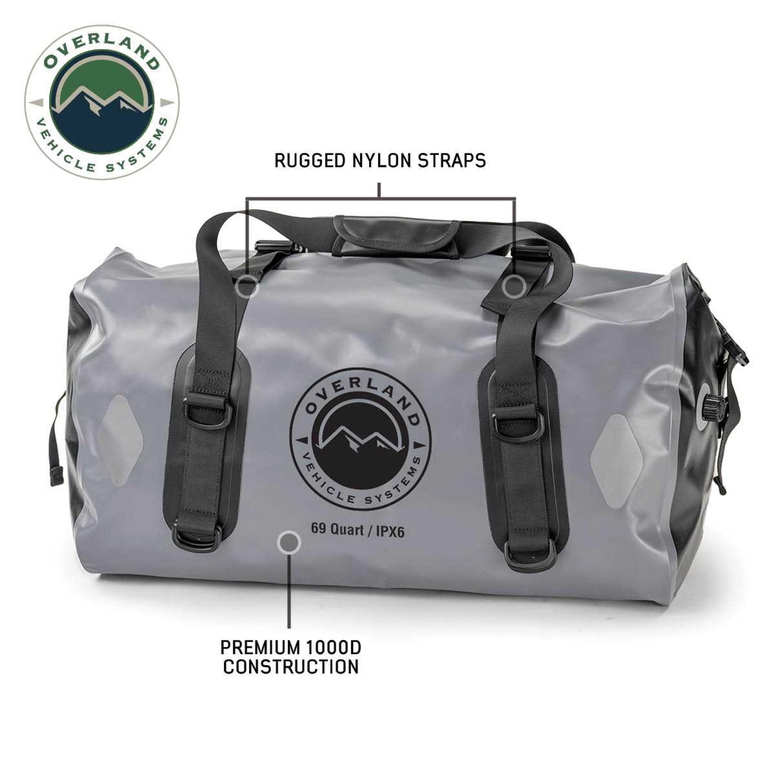 Overland Vehicle Systems Portable Dry Storage Bags (69 Quart Capacity) - Premium 1000D Construction - IPX6 Rated Waterproof Dry Bag - Heavy Duty Buckles with Robust Nylon Straps