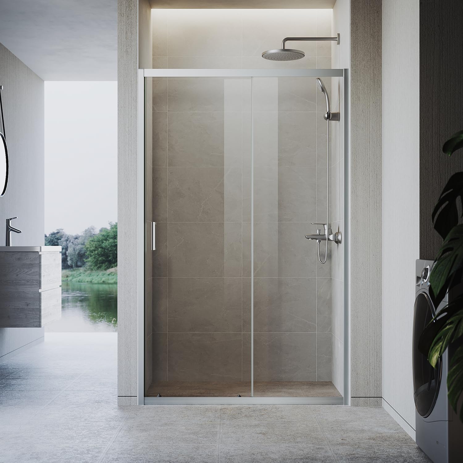 ZANOFIRA 1100mm Sliding Shower Enclosure 6mm Safety Tempered Glass Screen Smooth Sliding Shower Door Reversible for Wet Room Bathroom Cubicle Screen Door