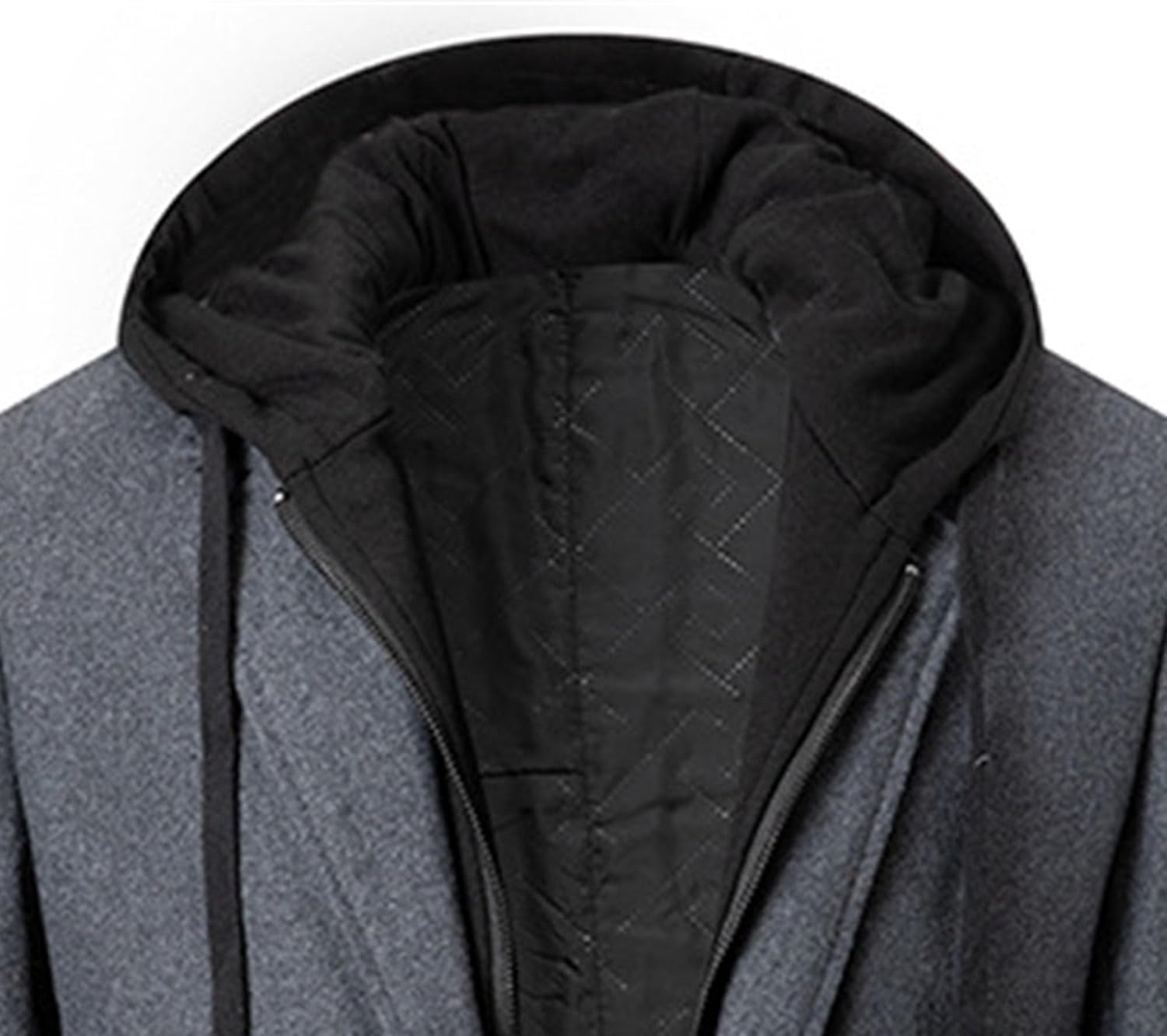 Maiyifu-GJ Men's Removable Hooded Wool Blend Overcoat Winter Single Breasted Trench Coats Casual Warm Classic Pea Jacket