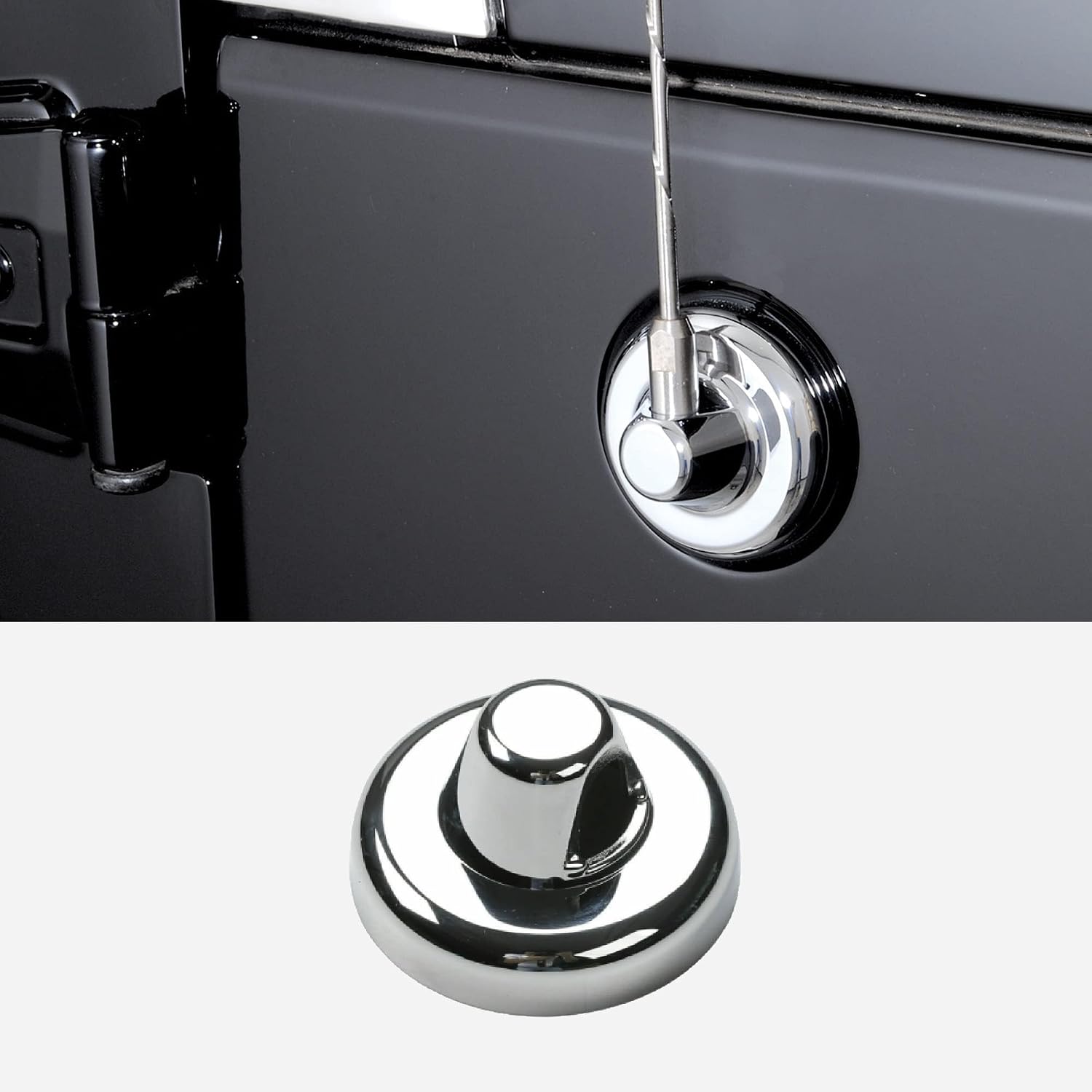Anina Antenna Base Cover for Jeep Wrangler JU JK Unlimited 2007 2008 2009 2010 2011 2012 2013 2014 2015 2016 2017 2018 2019, Car Aerial Mount Cover Decoration Trim (Silver)
