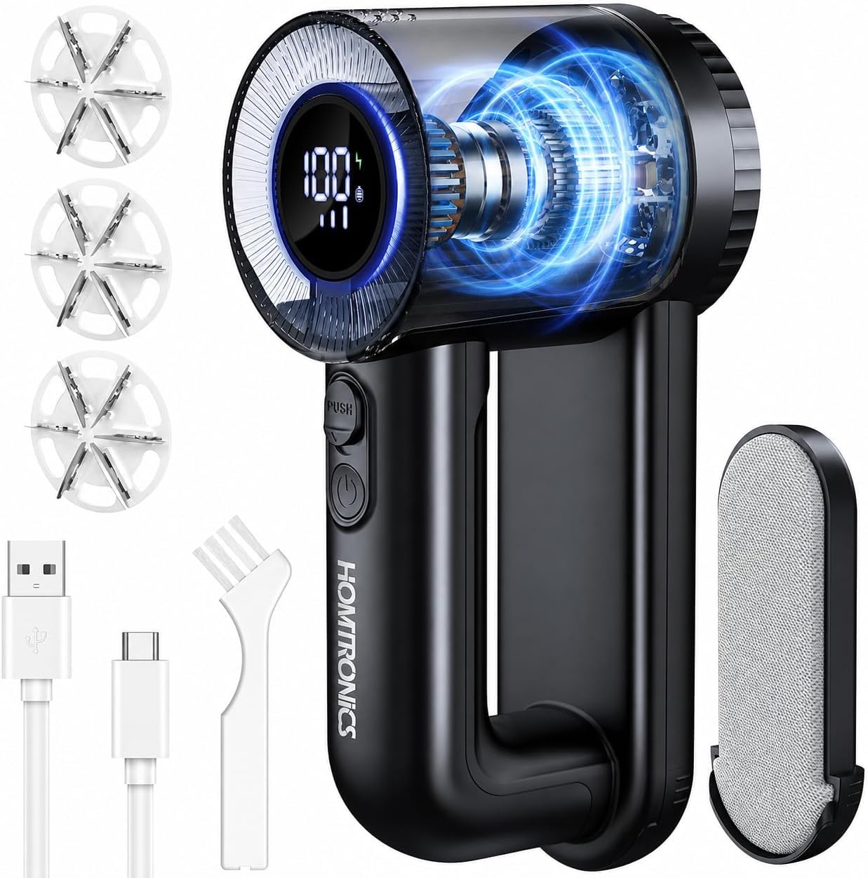 2-in-1 Electric Lint Shaver with 3 Extra Blades &amp; LED Display