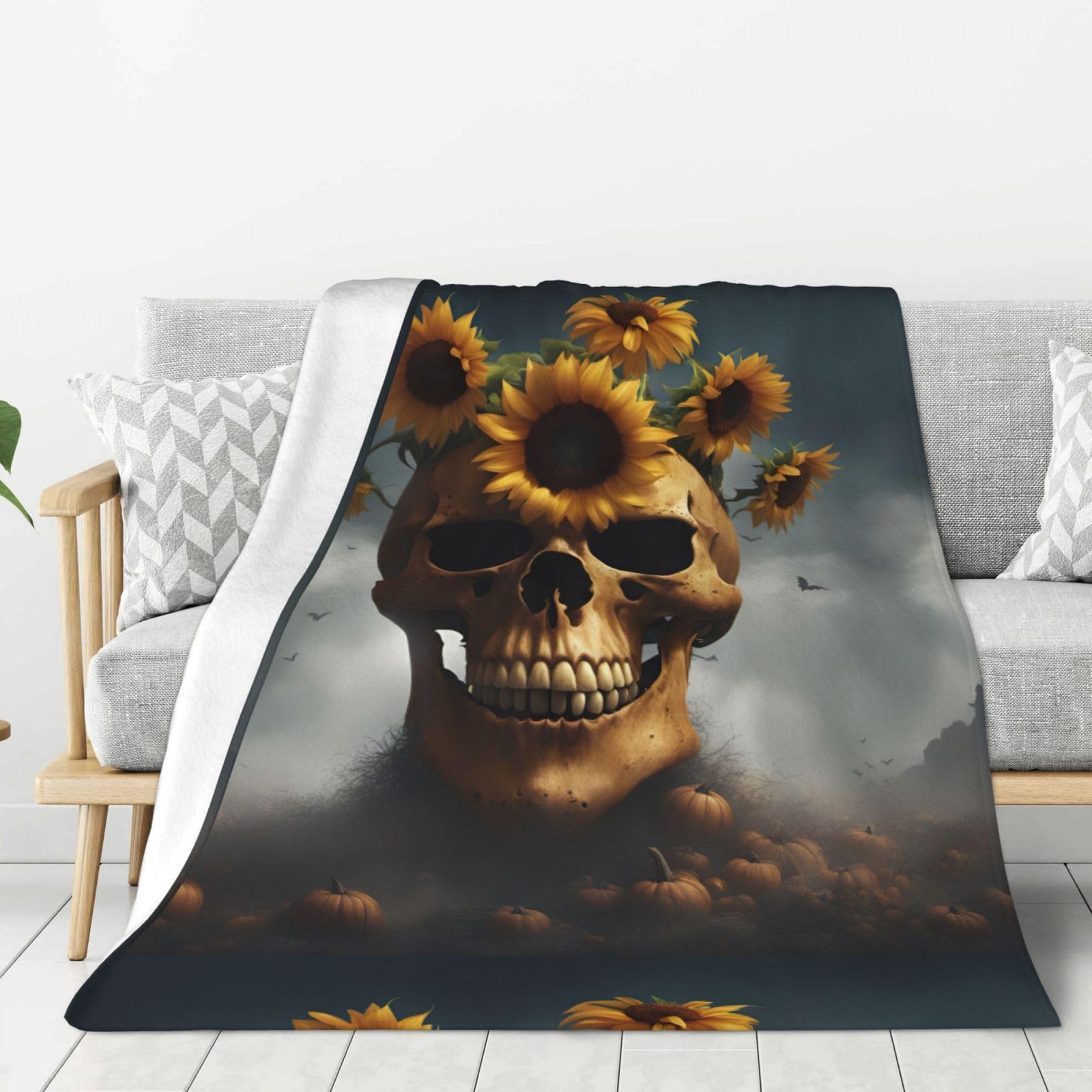 Couverture tête de mort épaisse et chaude grande taille pour lit et canapé