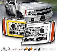 Vista 9 de AmeriLite Para Chevy Avalanche Suburban Tahoe SUV 2007-2013 Proyector de barra LED súper brillante cromado de repuesto para faros delanteros - lado