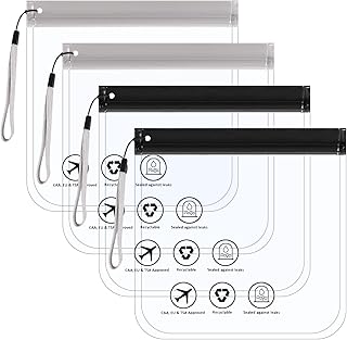 4Pcs Clear Travel Toiletry Bag, Airport Liquid Bag with Lanyard 20 * 20cm Airport Security Liquids Bag Waterproof Makeup Bags for Holiday Men Women