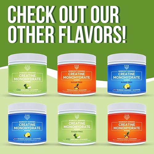 Miniatura 9 de FIOR Gomitas de creatina  El mejor monohidrato de creatina masticable, 60 unidades, suplemento de entrenamiento y proteínas, mejora cognitiva, sabor