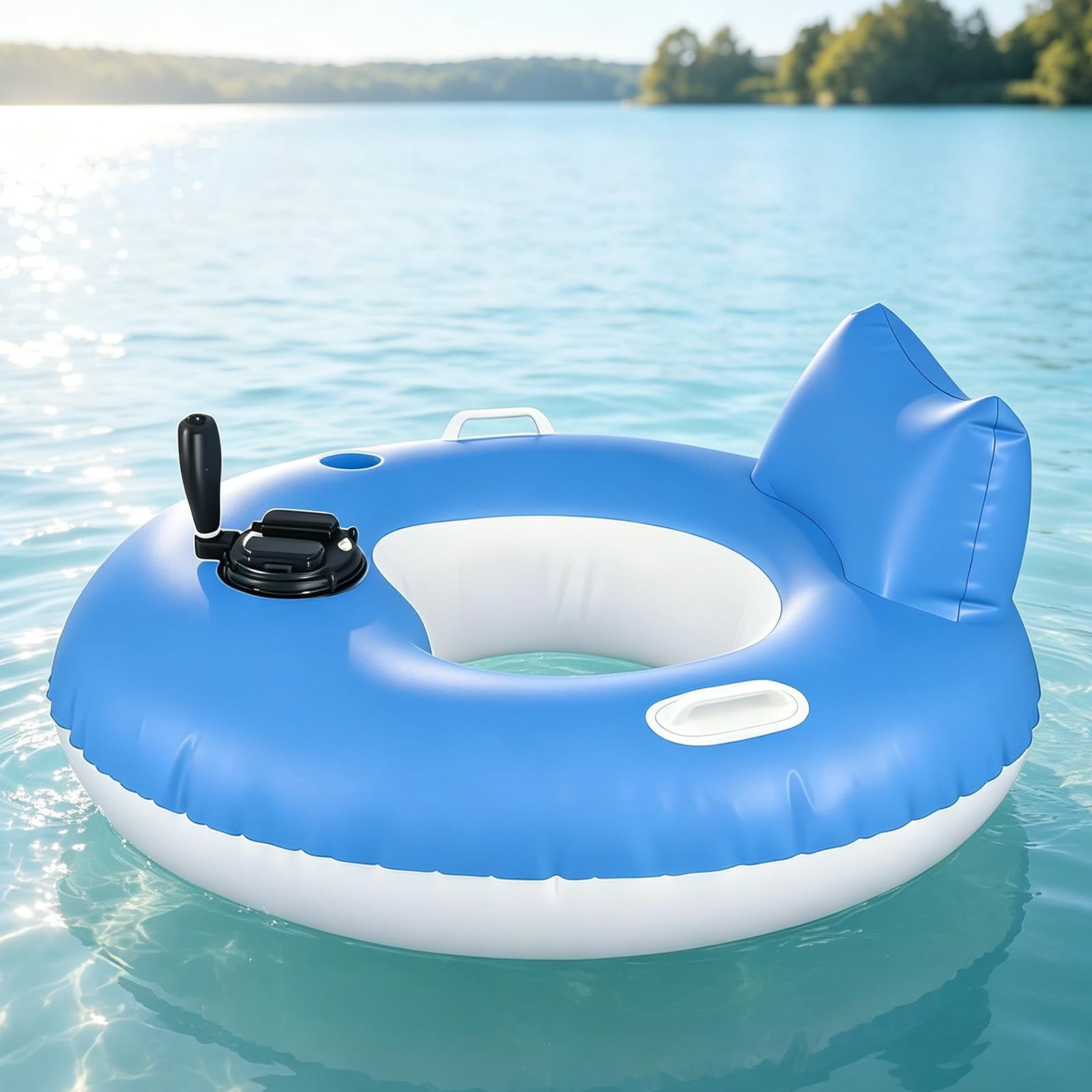 URJWAN Rechargeable Battery Motorized Pool Floats for Adults Summer Cruiser Holder | 66w River Tube Float,360° Rotation,With Joystick Control,Smooth Glide for Lakes & Pools,300 Lbs Capacity A