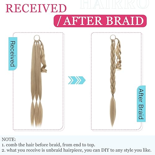Miniatura 5 de Hairro Extensión de cola de caballo larga trenzada para manualidades, cola de caballo sintética, Yaki, recta, cola de caballo para mujer, 34
