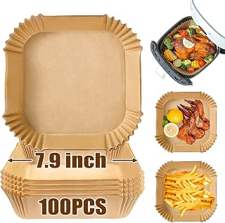Generic Air Fryer Liner, 100 Sheets, 7.9 Inch, Silicone, Non-stick, Oil-proof, Water-proof