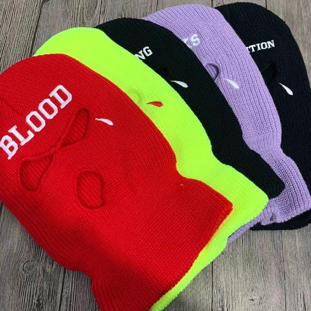 Custom Text Name Logo Embroidery 3 Holes Full Face Cover Ski Mask Winter Outdoor Sports Knitted Balaclava for Men Women