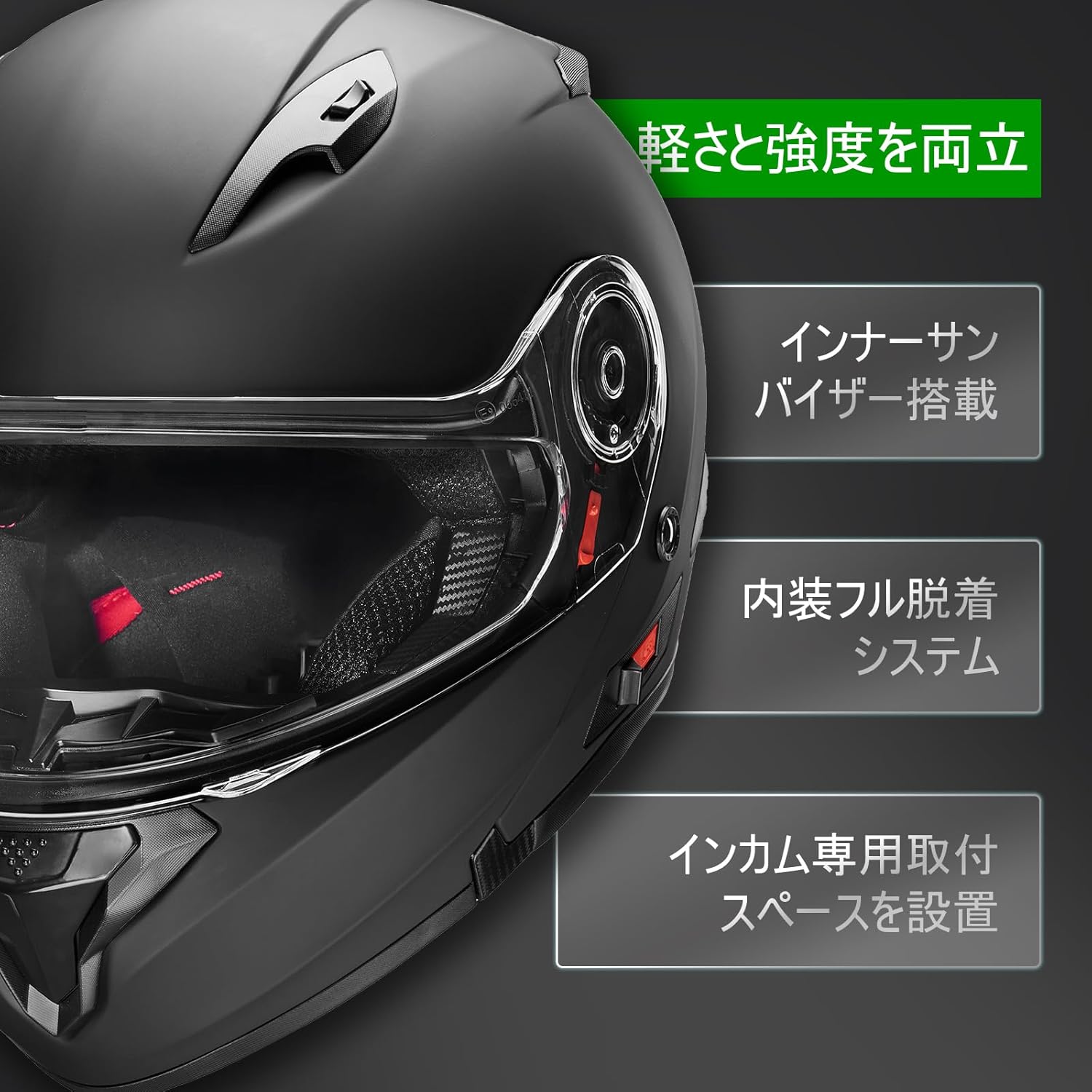 【国内SG/PSC正規品】 FUKUSEI バイクヘルメット フルフェイス インナーシールド付き システムヘルメット フリップアップ FF868 マットブラック