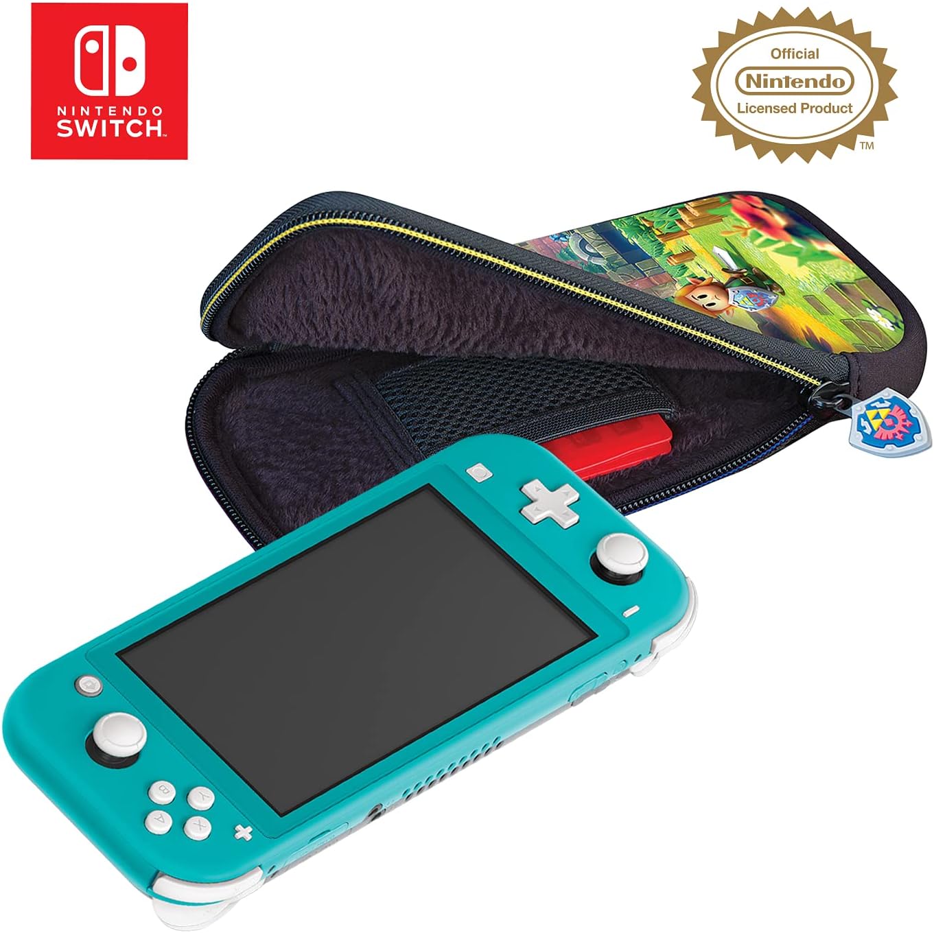 Game Traveler RDS – Officially Licensed Zelda Case for Nintendo Switch Lite - Adjustable Viewing Stand, Bonus Game Case & Deluxe Carry Handle