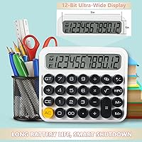 Vista 3 de Calculadora de escritorio con interruptor mecánico, pantalla LCD grande de 12 dígitos, botón grande, sueño automático, funciona