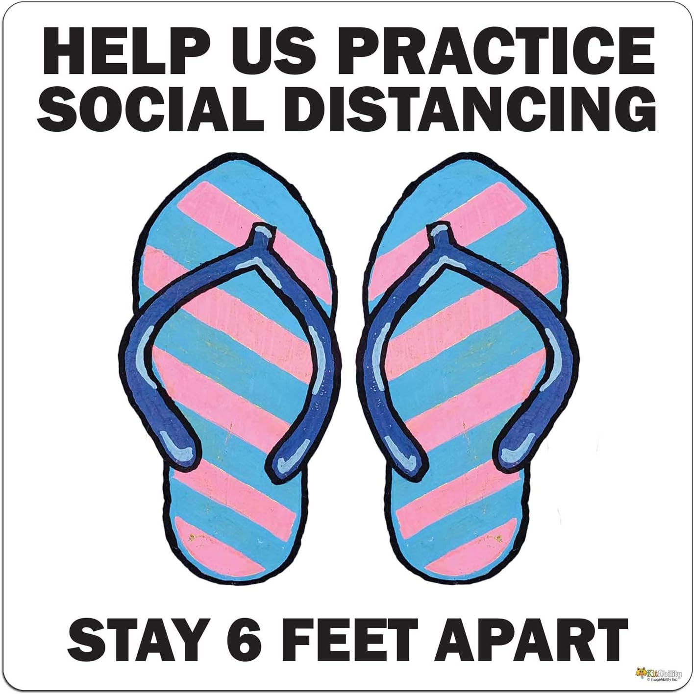 Prоmо 40% оƒƒ KitAbility Non-Slip Floor Graphic for Social Distancing, 6 Feet Apart with Images of Shoes, 12 Pack of 15 by 15 Inch Stickers with Flip Flop Sandals