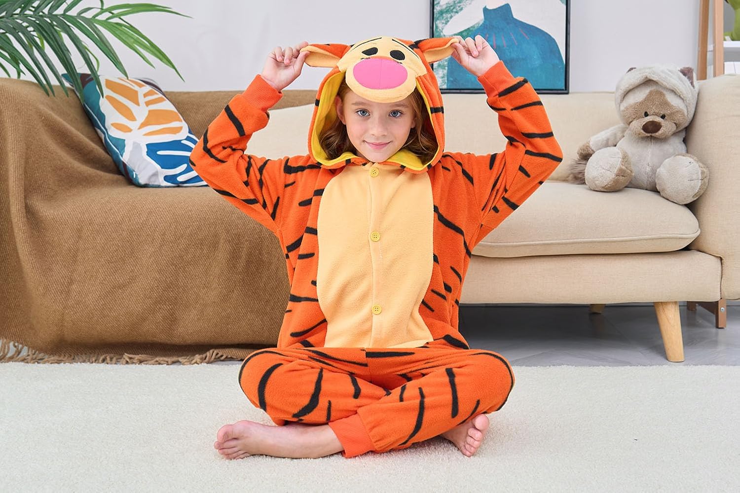 Kids Animal Onesie Halloween Cosplay Costume Tiger 8 Years image 6 of 6 B0F32PRF3Z