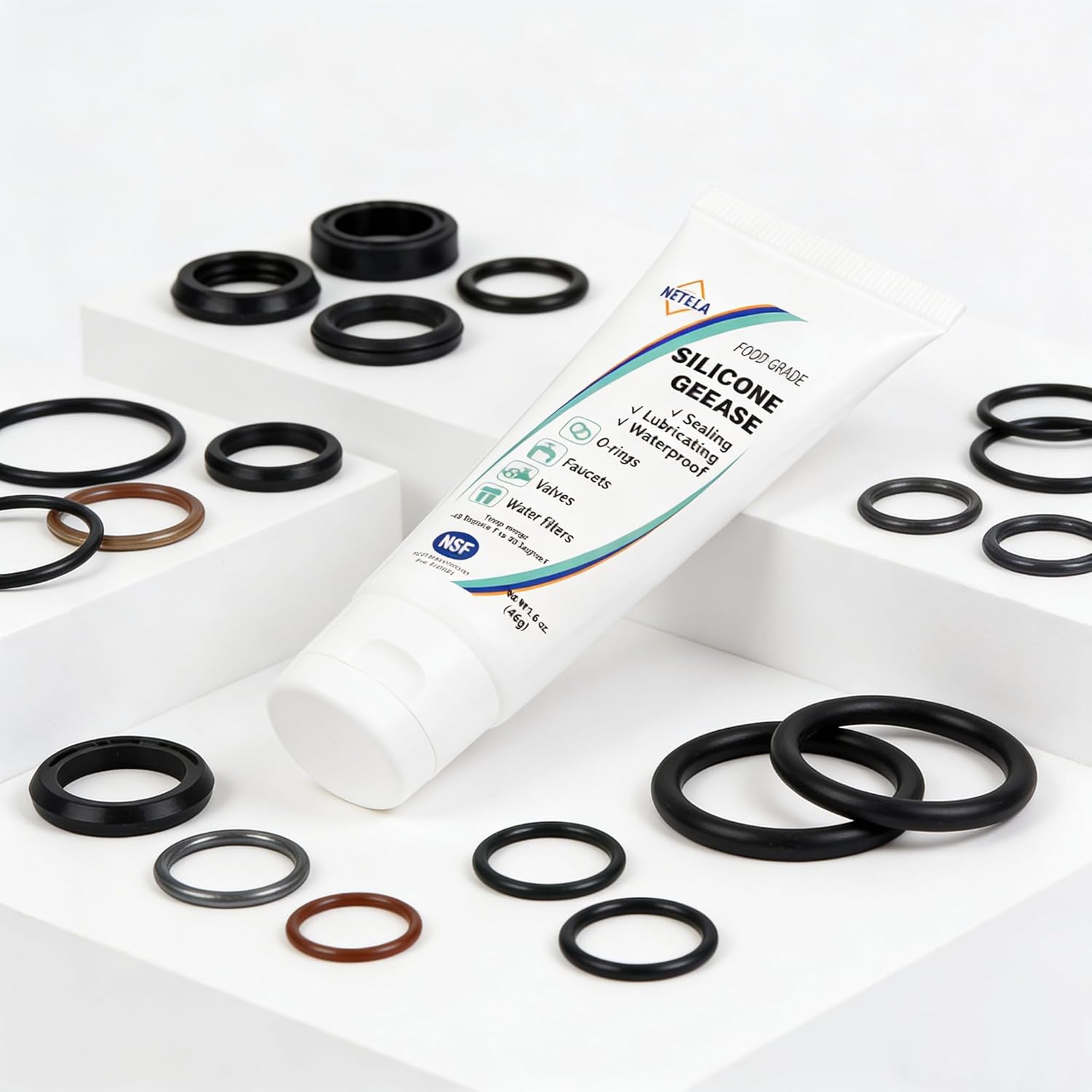 3.2wt oz Silicone Grease Dielectric Grease for O Rings,Electrical Connectors,Automotive, Spark Plug, Insulation Protection,NSF, High Temp Resistant, Insulating, Non-Drip (2Pack-Wt.1.6oz×2)