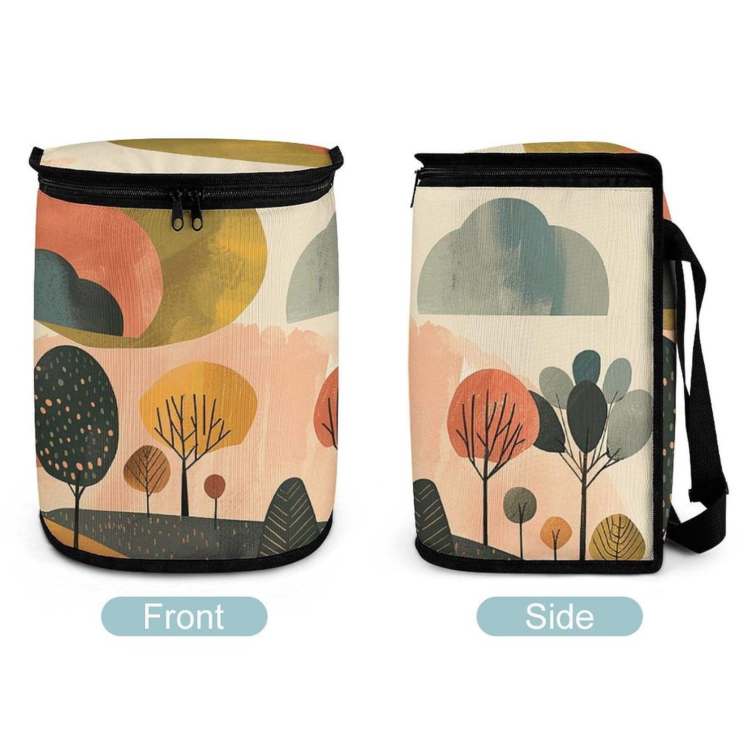 MUSM Leakproof Car Trash Can 2.5 Gallon, Durable Automotive Garbage Bag with Waterproof Liner, Trees on Mountain Trash Bag for Car, Truck, RV & Bathroom