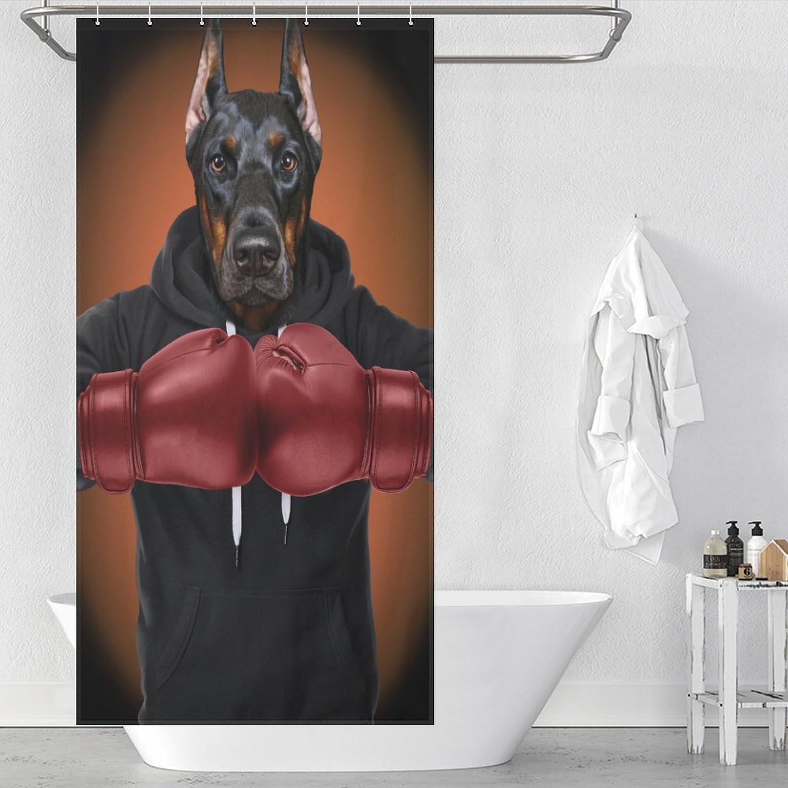 Rideau de douche Boxer Doberman 90x180cm lavable pour adulte et enfant