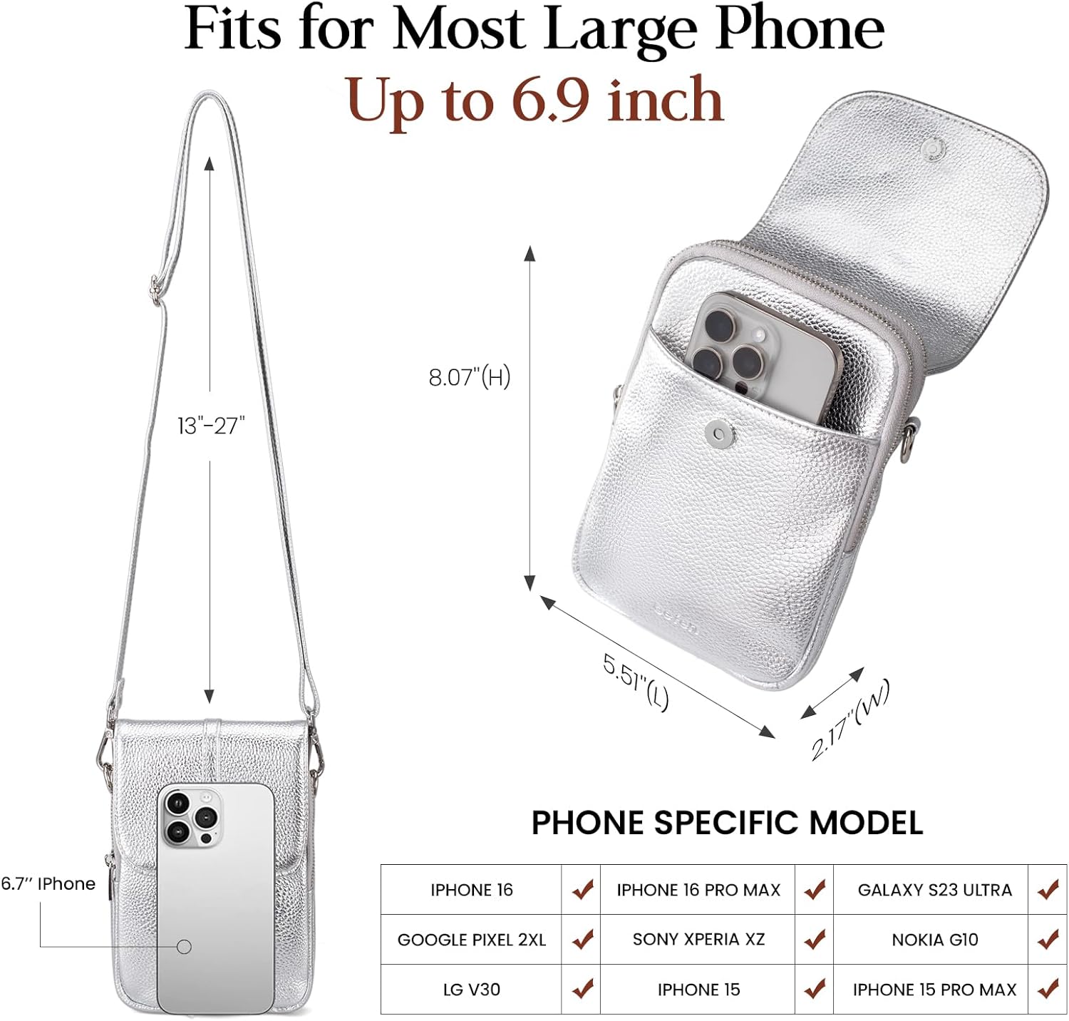 befen Genuine Leather Small Crossbody Bags for Women, Multi Pocket Cell Phone Crossbody Purse with RFID Blocking Card Slots - Image 4