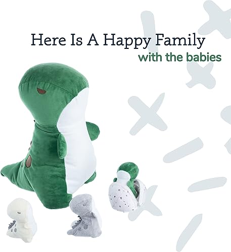 Miniatura 5 de Snugababies - Dinosaurio (T-Rex) - Animales de peluche para niñas, mamá dinosaurio con 3 dinosaurios bebé con Snugababies, unicornio, gatito, gato,