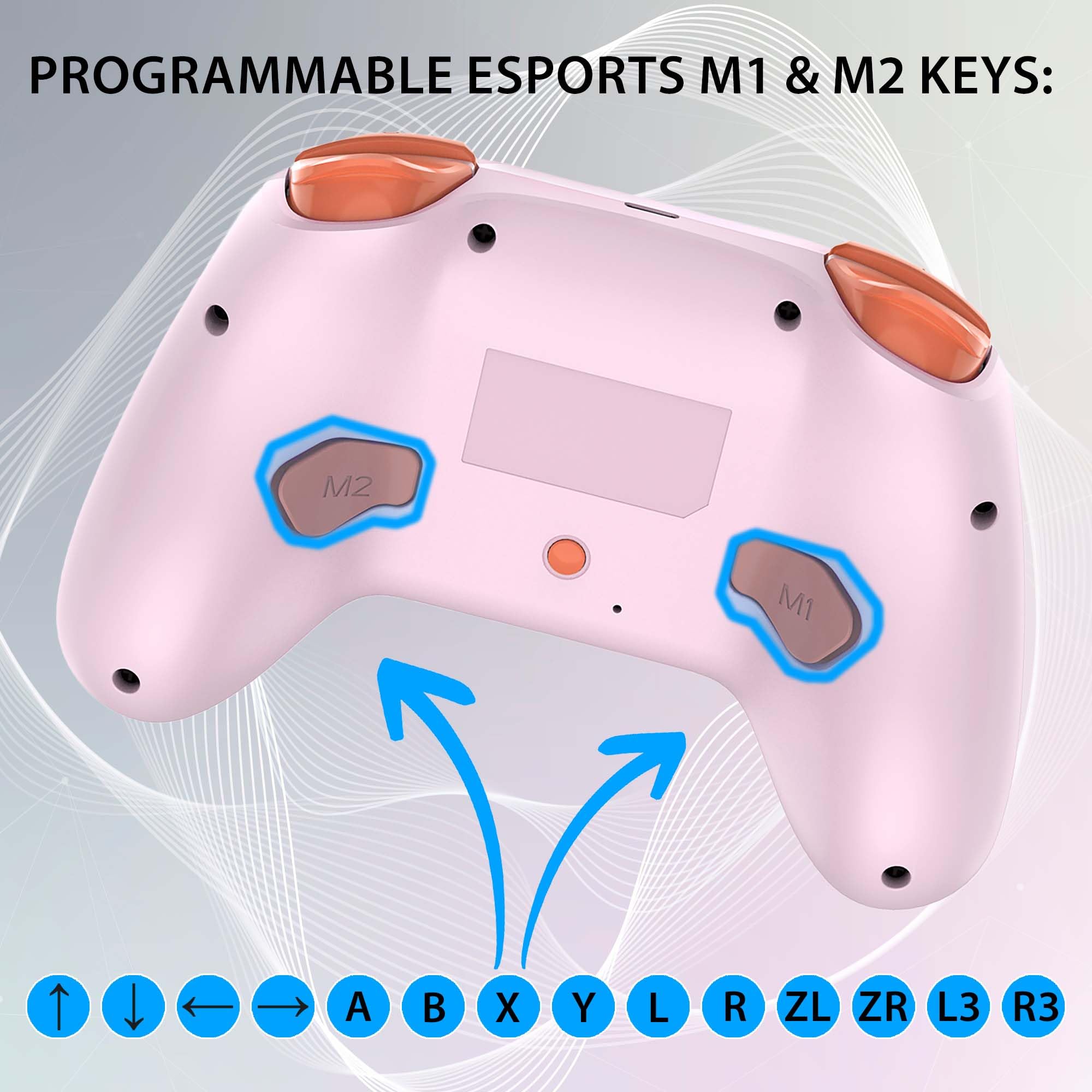 Subsonic - Manette sans Fil pour Switch 2 / Switch - Manette Bluetooth avec LED, Vibrations et Gyroscope - Rose Poudré - 2