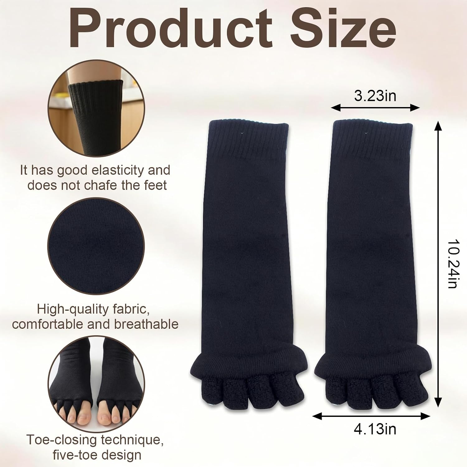 Happy Feet Foot Alignment Socks With Toe Separators for Men Women Toe Separator Socks for Yoga GYM Massage Sports (C)