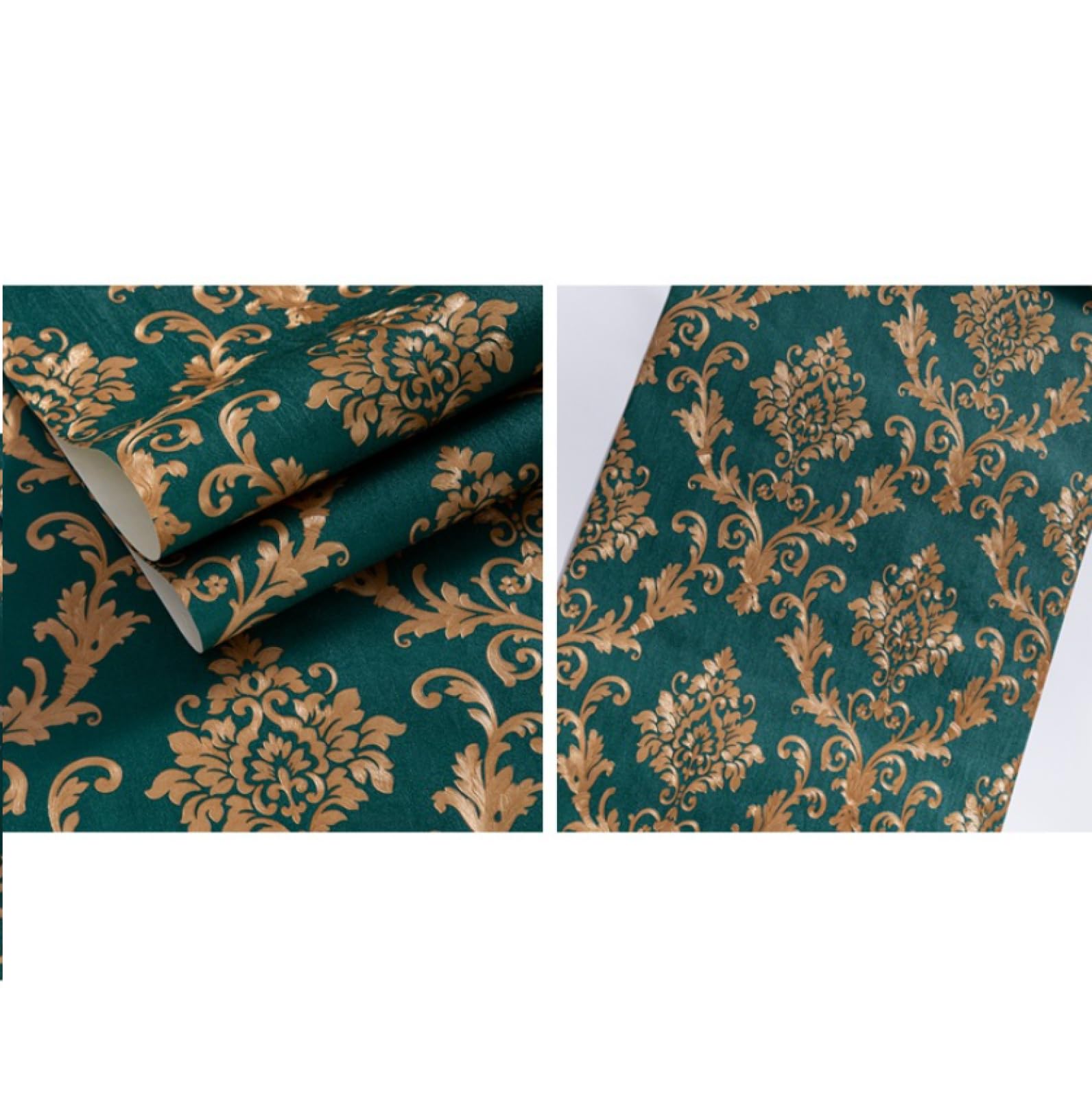 Stile europeo grande fiore 3D carta da parati per soggiorno ristorante hotel PVC profondo goffrato non autoadesivo disegno verde scuro