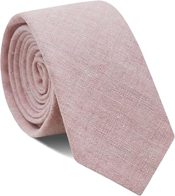 LJBFNN Skinny Ties for Men Cotton Linen Mens Tie Solid Color Neckties 2.56 Tie for Business Casual Weddings Prom