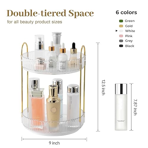 Miniatura 3 de Aveniee Organizador de maquillaje giratorio de 360 grados para tocador, organizadores de perfumes para el cuidado de la piel, organizador de