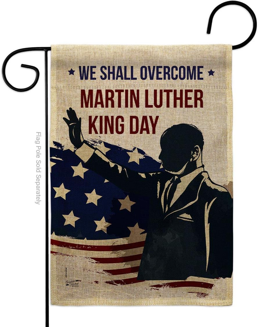 We Shall Overcome Burlap Burlap Garden Flag Black History Martin Luther King MLK Civil Right Stars United State American Small Decorative Gift Yard House Banner Double-Sided Made In USA 13 X 18.5