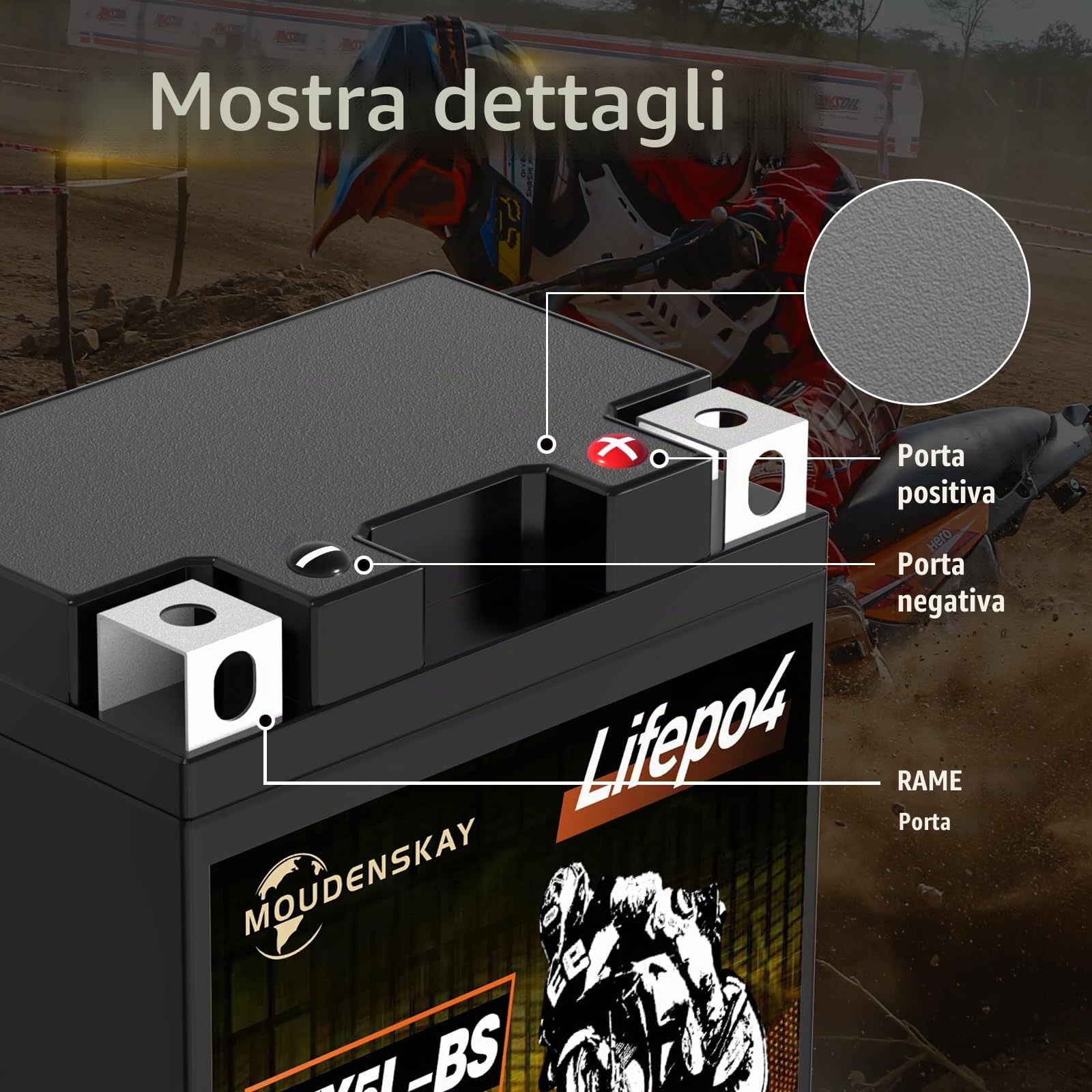 Batteria al Litio Per Moto 12V 2Ah YTX5L-BS litio moto | Batteria al litio Powersports con BMS, batteria per motocicli LiFePO4 200CCA per motocicli, ATV, UTV,moto d'acqua, ecc.