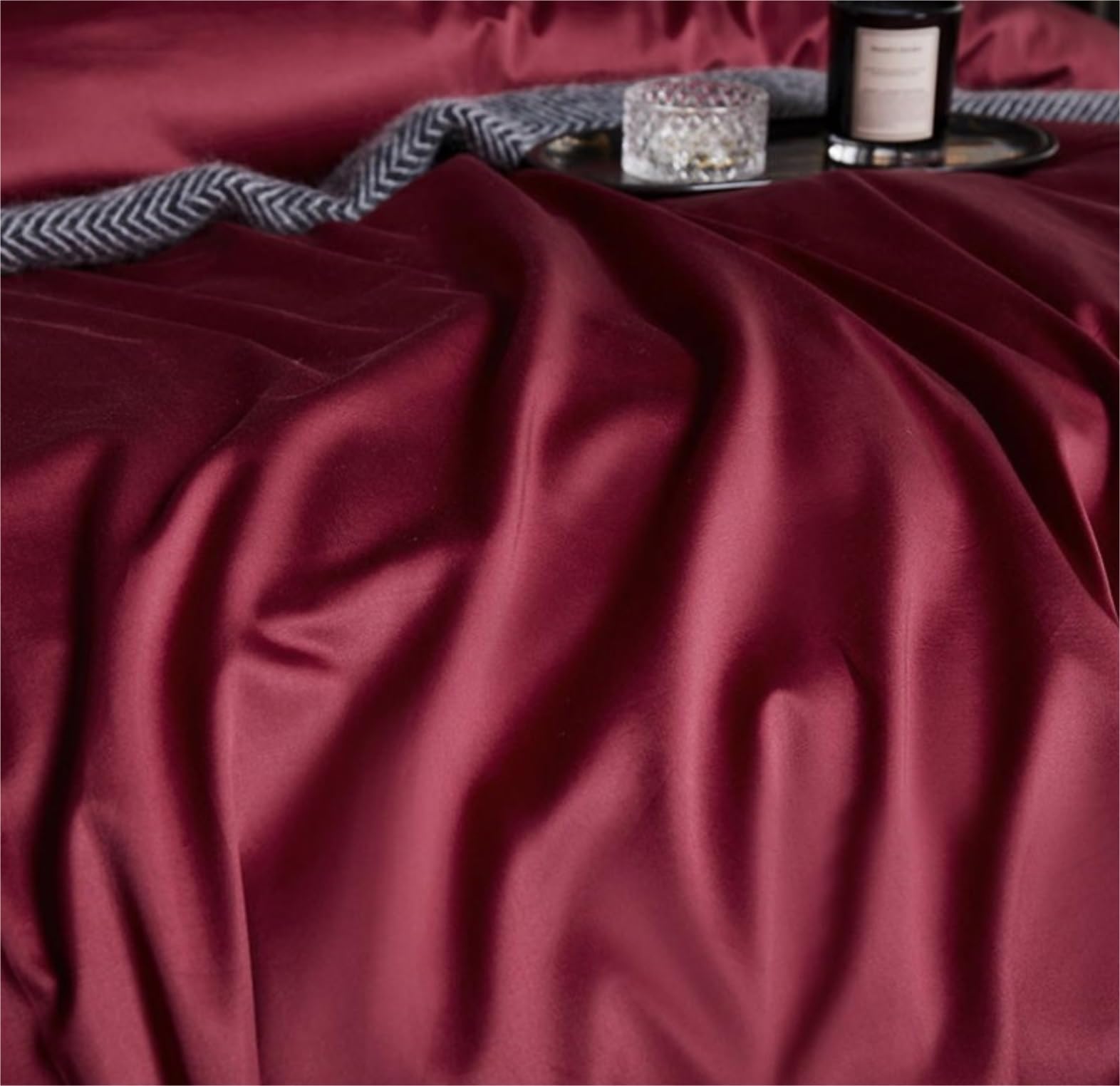Bettwäsche Set Heimtextilien, Baumwolle, Vierteiliges Set, Steppdecken-Sets, Hochzeitsbettwäsche, 4-teiliges Bettlaken-Set Bettlaken Set (Color : Rood, Size : 1.5/1.8m Bed)