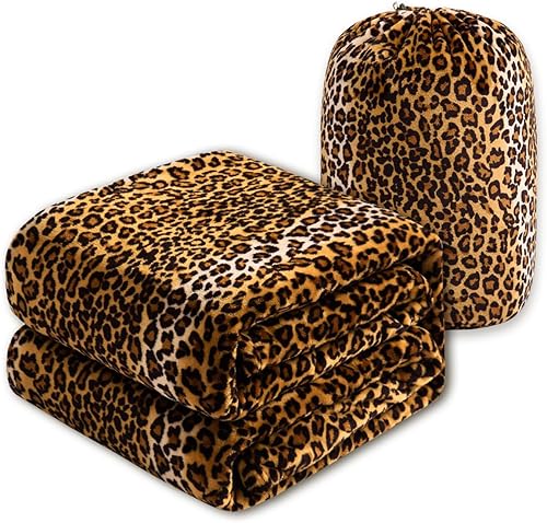 Miniatura 2 de BNuitland Manta de franela de gran tamaño con estampado de leopardo (120 x 120 pulgadas) con bolsa de almacenamiento de leopardo, manta de cama de