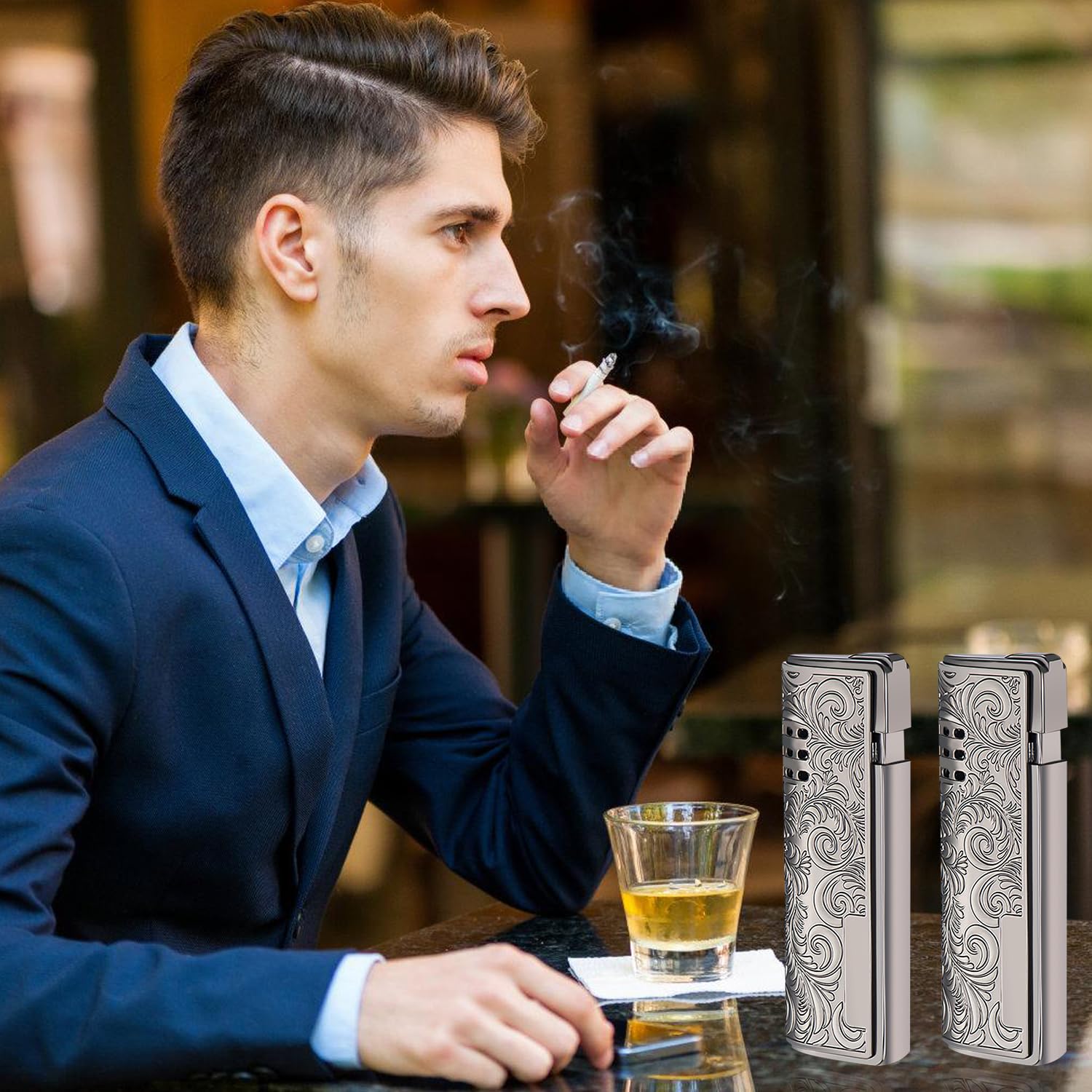 Soplete antitormenta Jet Flame recargable a prueba de viento acampar 2 piezas