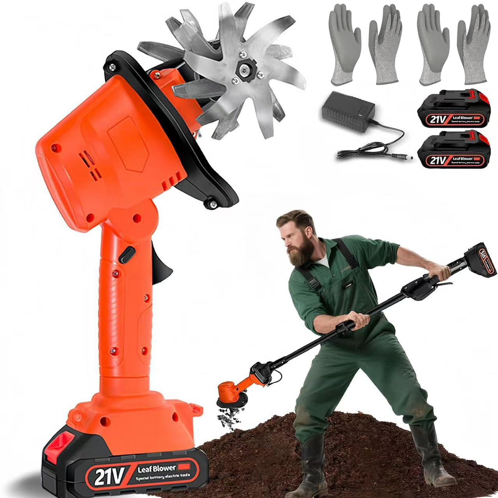 21V Cordless Mini Tiller Cultivator, 2026 Electric Garden Rotavator, 235RPM con 2x1.5Ah Batterie Caricabatterie 10cm profondità di Coltivazione e 10cm Larghezza di Lavoro per Giardinaggio, Prato