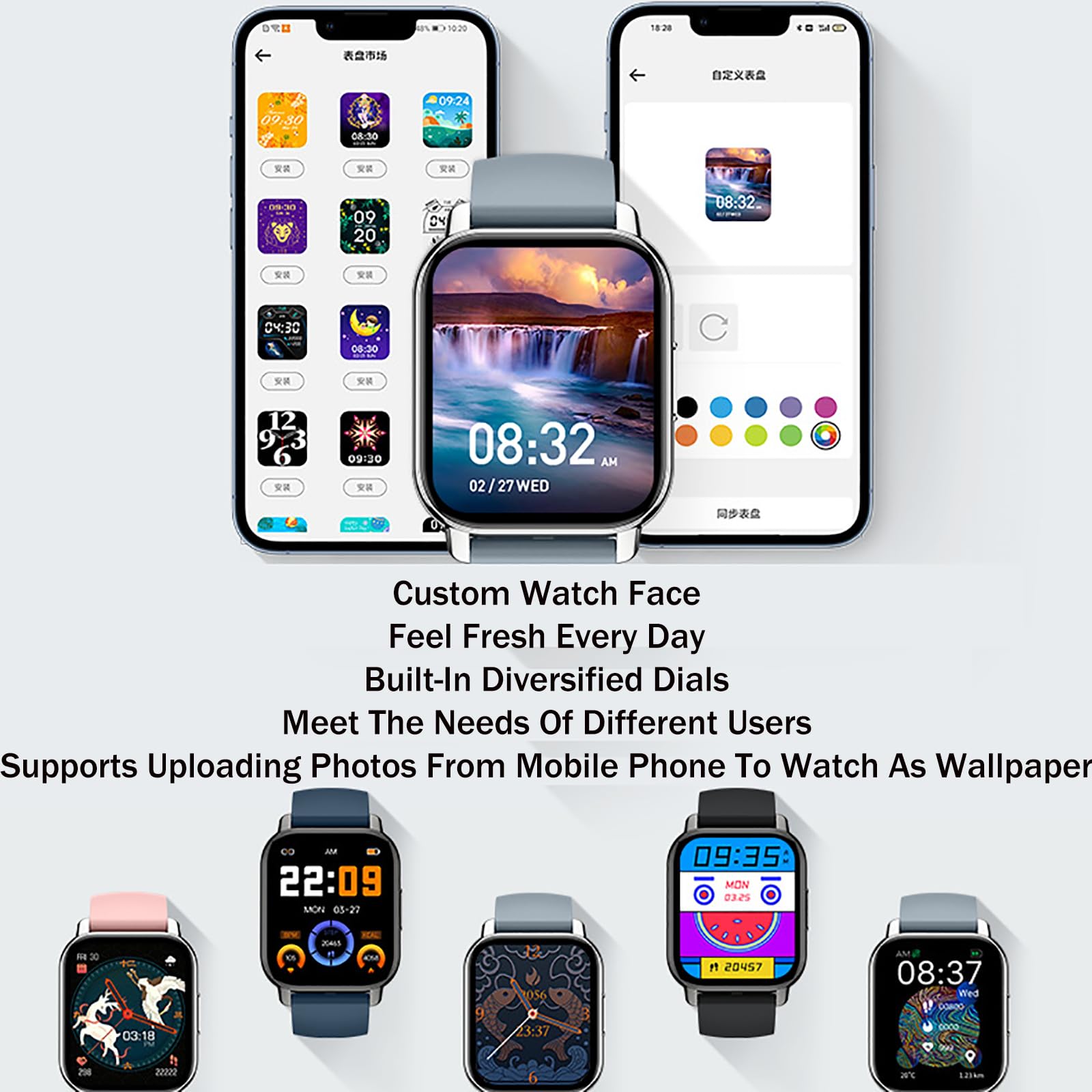 Wodoodporny Inteligentny Zegarek IPX8, Kwadratowy Ekran O 1,85 Cala, Połączenie Bluetooth/głos AI, 7 Dni + Codzienne Użytkowanie, 30 Dni Pracy Na Baterii,Blue