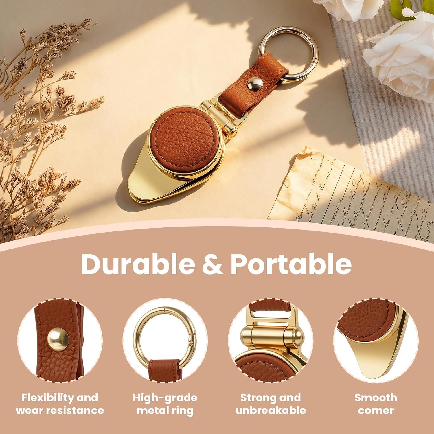 Adjustable Hat Clip, Non-magnet with Gold Hardware for Travel on Bag