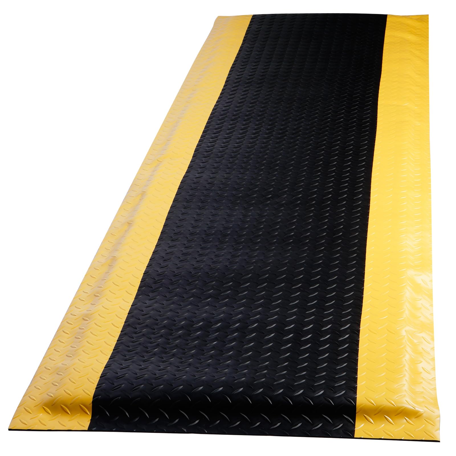 tonchean Anti-Ermüdungsmatte 60 x 213 cm Arbeitsplatzmatte Ergonomische Arbeitsmatte PVC Schaum Fußmatten für Garagenwerkbank, Schwarz-Gelb