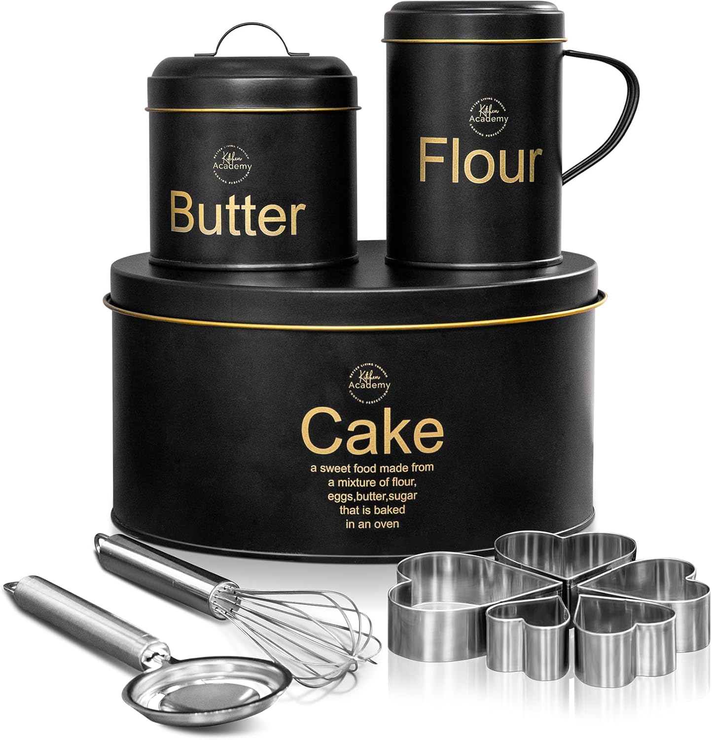 MAISON ARTS Clearance on 6 Pack Kitchen Canisters, Metal Storage Jar Canisters for Loose Tea, Coffee, Candy, Herbs and Spices